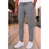 MODAMESTO Erkek Füme Rahat Kesim Beli Lastikli Bağcıklı Yan Cepli Jogger Kumaş Pantolon