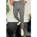 MODAMESTO Erkek Füme Slim Fit Çizgili Kumaş Pantolon