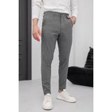 Modamesto Erkek Füme Slim Fit Çizgili Likralı Yan Cep Bilek Boy Düz Kumaş Pantolon - 30