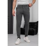 Modamesto Erkek Füme Slim Fit Dar Kesim Likralı Yan Cep Bilek Boy Düz Kumaş Pantolon - 31