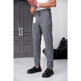 Modamesto Erkek Füme Slim Fit Likralı Beli Lastikli Bağcıklı Yan Cep Jogger Kumaş Pantolon - 32