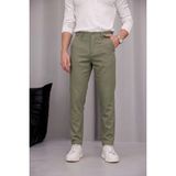Modamesto Erkek Haki Slim Fit Dar Kesim Likralı Yan Cep Bilek Boy Düz Kumaş Pantolon - 30