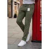 Modamesto Erkek Haki Slim Fit Dar Kesim Likralı Yan Cep Bilek Boy Düz Kumaş Pantolon - 34