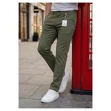 MODAMESTO Erkek Haki Slim Fit Likralı Düz Kumaş Pantolon
