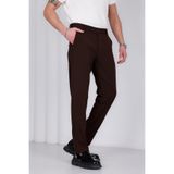 MODAMESTO Erkek Kahverengi Slim Fit Likralı Yan Cep Bilek Boy Düz Kumaş Pantolon