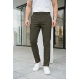 Modamesto Erkek Koyu Yeşil Slim Fit Likralı Yan Cep Bilek Boy Düz Kumaş Pantolon - 31