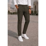 MODAMESTO Erkek Koyu Yeşil Slim Fit Likralı Yan Cep Bilek Boy Düz Kumaş Pantolon