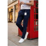MODAMESTO Erkek Lacivert Slim Fit Likralı Düz Kumaş Pantolon