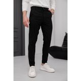 MODAMESTO Erkek Siyah Çizgili Slim Fit Kumaş Pantolon