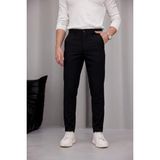 Modamesto Erkek Siyah Slim Fit Dar Kesim Likralı Yan Cep Bilek Boy Düz Kumaş Pantolon - 34