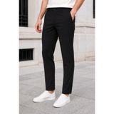 MODAMESTO Erkek Siyah Slim Fit Likralı Düz Kumaş Pantolon