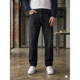Modamesto Erkek Siyah Taşlamalı Baggy Fit Geniş Kesim Jean Pantolon - Siyah Melanj - 29