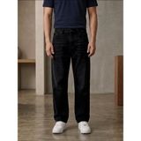 Modamesto Erkek Siyah Taşlamalı Baggy Fit Geniş Kesim Jean Pantolon - Siyah Melanj - 33