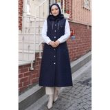 Modamihram Lacivert Uzun Kapitone Yelek 19303