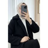 Modamorfo Düğmeli Astarlı önden Cepli Peluş Kaban -siyah