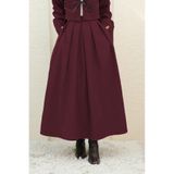 Modamorfo Pileli Fermuarlı Kaşe Etek -bordo