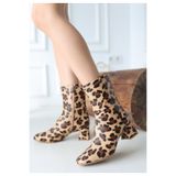 MODANI SEÇ 86900101777007SRK-KDN-KBT-258662 Birta Leopar Cilt Streç Topuklu Bot