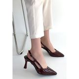 Modanı Seç Hoost Bordo Rugan Topuklu Ayakkabı - (DipCamo)Charcoal-White