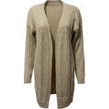 Modanı Seç Kadın Krem Uzun Oversize Örgü Hırka – Chevron Desenli Triko - 105-Renkli