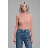 Modanı Seç Kadın Pudra Pembe Tam Boğazlı Fitilli Triko Kazak - Yumuşak Dokulu Kışlık Slim Fit Örme Bluz