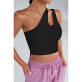 MODANI SEÇ Kadın Siyah Tek Omuz Cut Out Detaylı Crop Top Bluz