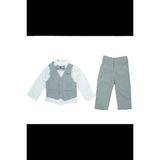 Modanino Erkek Bebek 4'lü Takım Set (Pantolon+Gömlek+Yelek+Papyon) 12389 - 6 - 12 Ay - Gri