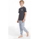 Modanino Erkek Çocuk %100 Pamuk Kumaş Pijama Takımı 8-13 Yaş 12712IS - Antrasit - Ekru - 8 - 9 Yaş