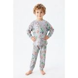 Modanino Erkek Çocuk %100 Pamuk Pijama Takımı 9-36AY 12737IS - Gri - 9 - 12 Ay