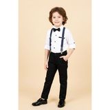 Modanino Erkek Çocuk 4'lü Takım (Pantolon+Gömlek+Askılı Kemer+Papyon) 12664B - 5 - 6 Yaş - Siyah