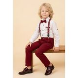 Modanino Erkek Çocuk 4'lü Takım Set (Pantolon+Gömlek+Askılı Kemer+Papyon) 12660 - 4 - 5 Yaş - Kırmızı