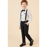 Modanino Erkek Çocuk 4'lü Takım Set (Pantolon+Gömlek+Askılı Kemer+Papyon) 12660 - 4 - 5 Yaş - Siyah
