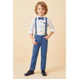 Modanino Erkek Çocuk 4'lü Takım Set (Pantolon+Gömlek+Askılı Kemer+Papyon) 12660 - 6 - 7 Yaş - Saks Mavisi