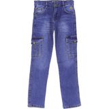 Modanino Erkek Çocuk Likralı Kargo Cepli Esnek Belli Jean Pantolon 13-17 Yaş 12366 - Indigo - 16 - 17 Yaş
