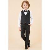 Modanino Erkek Çocuk Yelekli 4'lü Takım (Pantolon+Gömlek+Yelek+Papyon) 12662B - 8 - 9 Yaş - Siyah