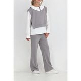 Modanino Kız Çocuk 3'lü Takım (Pantolon+Yelek+Bluz) 12429 - Gri - 5 - 6 Yaş