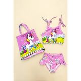 Modanino Kız Çocuk Çantalı 3'lü Mayo Takımı (Çanta+Mayo+Bikini) 3-10 Yaş 12586N - Pembe - 3 - 4 Yaş