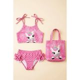 Modanino Kız Çocuk Çantalı 3'lü Mayo Takımı (Çanta+Mayo+Bikini) 3-10 Yaş 12649N - Pembe - 3 - 4 Yaş