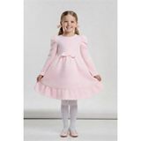 Modanino Kız Çocuk Elbise -Vatka Omuzlu-Fiyonk Detaylı 2-10 Yaş 12530 - 7 - 8 Yaş - Pembe