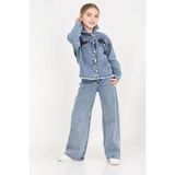 Modanino Kız Çocuk Jean Takım-Taş Süslemeli ( Ceket+Pantolon) 12452 - Açık Mavi - 4 - 5 Yaş