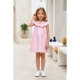 Modanino Kız Çocuk Yaka Fırfırlı ve Fiyonklu Astarlı Elbise 3-8 Yaş 12676IS - 6 - 7 Yaş - Pembe