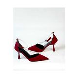 modanisshoes Kadın Topuklu Bordo Ayakkabı Taş Bantlı Zarif Stiletto 9cm
