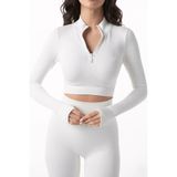 Modanty Kadın Fitilli Fermuarlı Yaka Crop Sweatshirt Yüksek Bel Toparlayıcı Tayt Spor Takım Dikişsiz