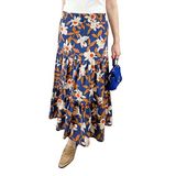 Modaonna Keten Karışımlı Çiçek Desenli Maxi Etek (M)
