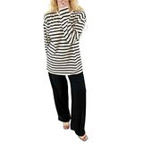 Modaonna Siyah Çizgili Mevsimlik Sweatshirt (S)