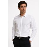 Modaplaza Erkek Uzun Kol Armürlü Slimfit Gömlek - Beyaz