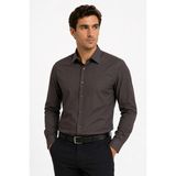 Modaplaza Erkek Uzun Kol Armürlü Slimfit Gömlek - Koyu Kahve