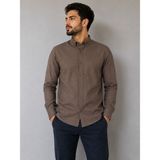 Modaplaza Erkek Uzun Kol Oxford Regular Gömlek - S - Kahve