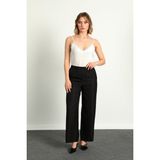 Modaplaza Kadın Bol Paça Keten Pantolon - XL - Siyah