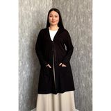 Modaplaza Kadın Büyük Beden Yakası Taşlı Cepli 3 Düğmeli Uzun Hırka 904-3 - Siyah - 8XL