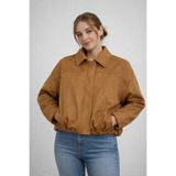 Modaplaza Kadın Fermuarlı Süet Mont 60538 - XL - Taba